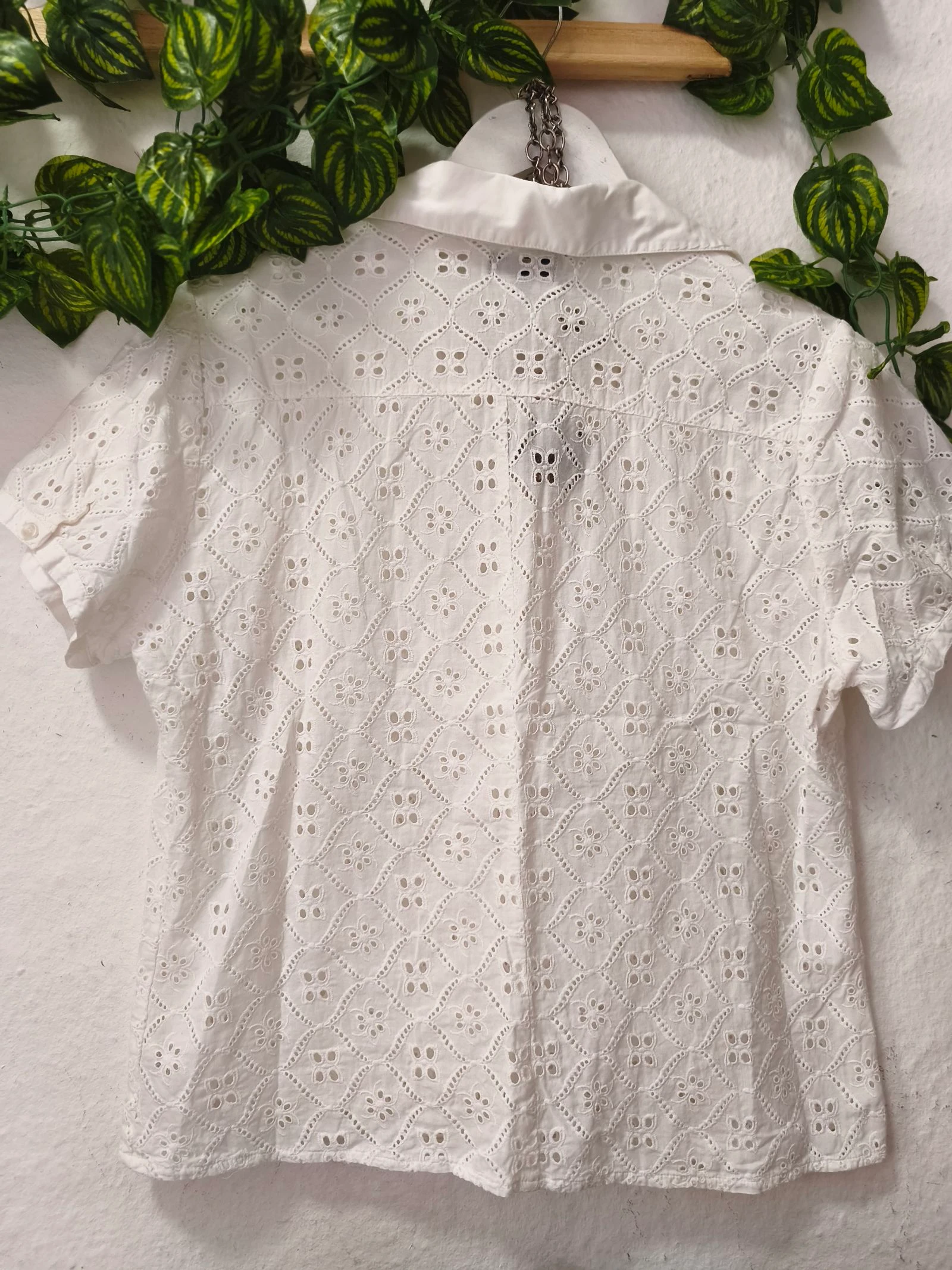 White embroidered sheer cotton blouse for women size 46 Elogy – photo 6